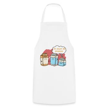 Vegan Vegetarier Sojamilch Soy Spanisch I Geschenk - Kochschürze - Weiß - Vorne - AI Model Male 185 dark (185cm)