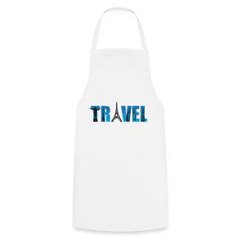 Reisen, travel, Eifelturm, - Kochschürze - Weiß - Vorne - AI Model Male 185 dark (185cm)