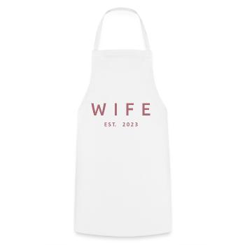 2023 Fiançailles Mariage Douche nuptiale - Tablier de cuisine - blanc - Devant - AI Model Male 185 dark (185cm)