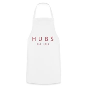 Hubs Est. 2023 Fiançailles pour le mariage du marié - Tablier de cuisine - blanc - Devant - AI Model Male 185 dark (185cm)
