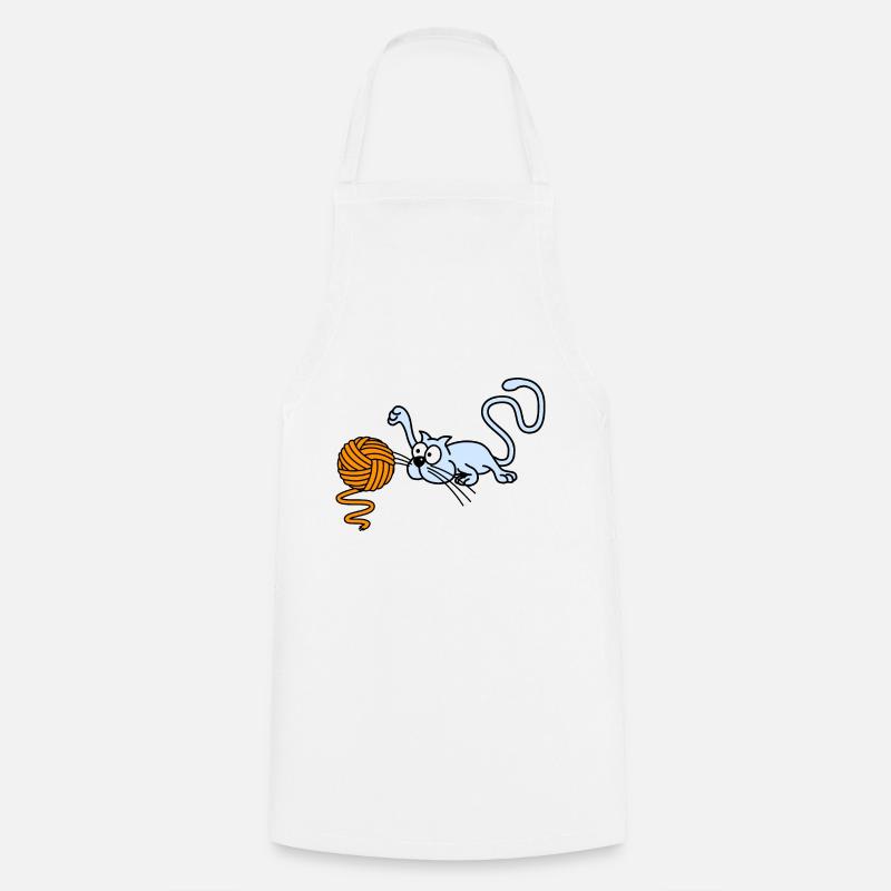 Chat jouant avec une balle - Tablier de cuisine - blanc