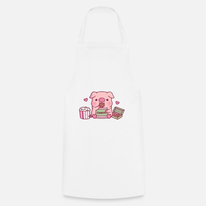 Mignon cochon grignotant des biscuits - Tablier de cuisine - blanc