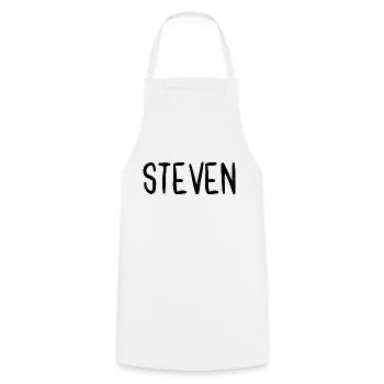 Steven Nom personnalisé Police Texte Anniversaire - Tablier de cuisine - blanc - Devant - AI Model Male 185 dark (185cm)