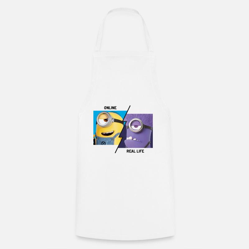 Minions Stuart Online Vs. Vita Reale - Grembiule da cucina - bianco