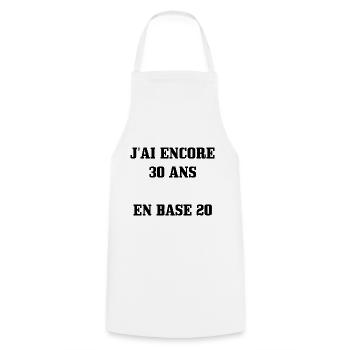 Tee Shirt 60 ans [ 30 ans en base 20 ] - Tablier de cuisine - blanc - Devant - AI Model Male 185 dark (185cm)