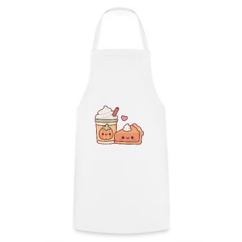 Cute Pumpkin Spice Latte And Pumpkin Pie - Cooking Apron - white - Front - AI Model Male 185 dark (185cm)
