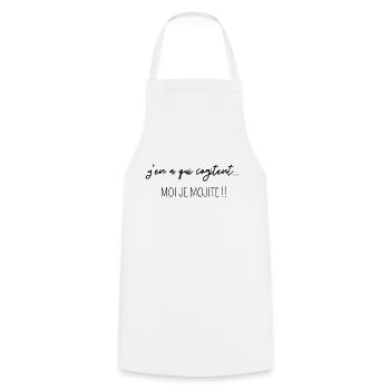 Y'en a qui cogitent moi je mijote- humour - Tablier de cuisine - blanc - Devant - AI Model Male 185 dark (185cm)
