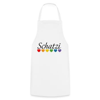 Regenbogenherz Schatzi LGBT lgbtqi queer - Kochschürze - Weiß - Vorne - AI Model Male 185 dark (185cm)