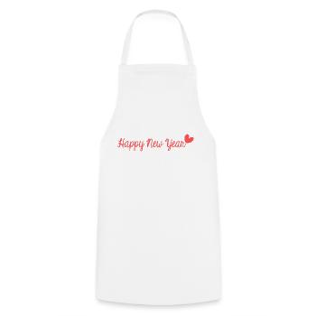 HAPPY NEW YEAR. NEW YEAR'S EVE. NEW YEAR. - Cooking Apron - white - Front - AI Model Male 185 dark (185cm)