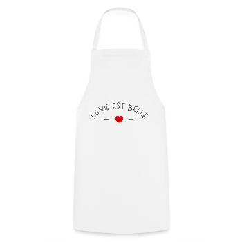 La vie est belle - Tablier de cuisine - blanc - Devant - AI Model Male 185 dark (185cm)