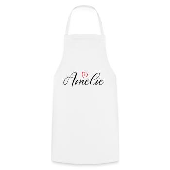 Amelie Name Heart - Cooking Apron - white - Front - AI Model Male 185 dark (185cm)
