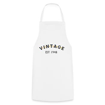 Vintage is 1948 - Cooking Apron - white - Front - AI Model Male 185 dark (185cm)