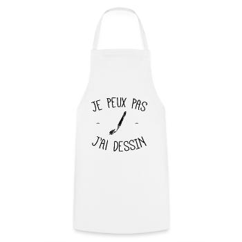 Je peux pas j'ai dessin - Tablier de cuisine - blanc - Devant - AI Model Male 185 dark (185cm)