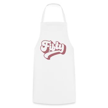Cinquante 50e anniversaire Femmes de ses 50 ans - Tablier de cuisine - blanc - Devant - AI Model Male 185 dark (185cm)