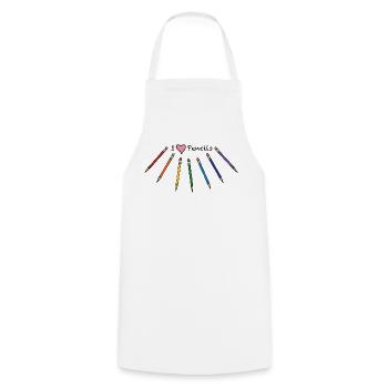 Regenbogen-Bleistifte - Kochschürze - Weiß - Vorne - AI Model Male 185 dark (185cm)
