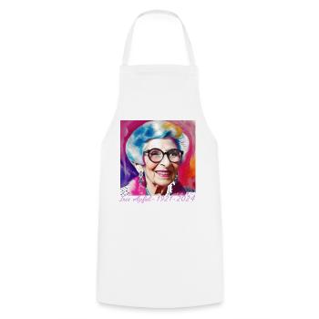 Iris Apfel,bunt, Graffiti, illustration, Aquarell - Kochschürze - Weiß - Vorne - AI Model Male 185 dark (185cm)