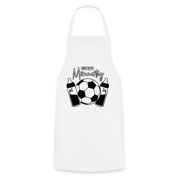 Fußball Papa Sohn Baby - Unser erster Männertag - Kochschürze - Weiß - Vorne - AI Model Male 185 dark (185cm)