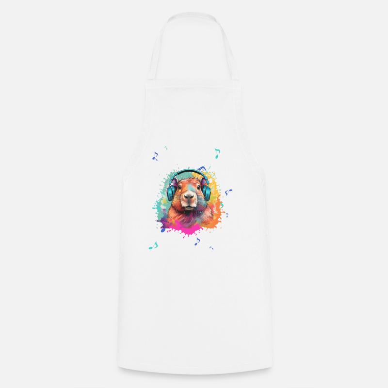 Capybara,illustration,Kopfhörer,Musik,Graffiti - Kochschürze - Weiß