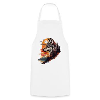 Wolf Wolf's Head Forest Nature Mountains Wilderness Sun - Cooking Apron - white - Front - AI Model Male 185 dark (185cm)