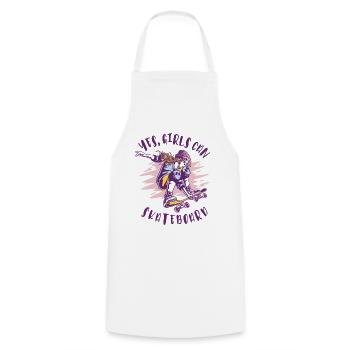 , les filles peuvent patiner - Skating Girls - Tablier de cuisine - blanc - Devant - AI Model Male 185 dark (185cm)