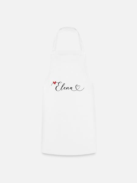 Elena Surname First name Calligraphy Heart - Cooking Apron - white