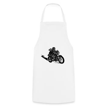 Motorbike rider - Cooking Apron - white - Front - AI Model Male 185 dark (185cm)