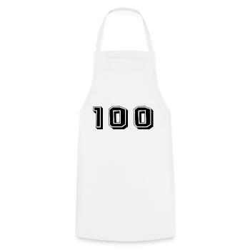 100 YEARS. 100th ANNIVERSARY. ANNIVERSARY 100 YEARS. - Cooking Apron - white - Front - AI Model Male 185 dark (185cm)