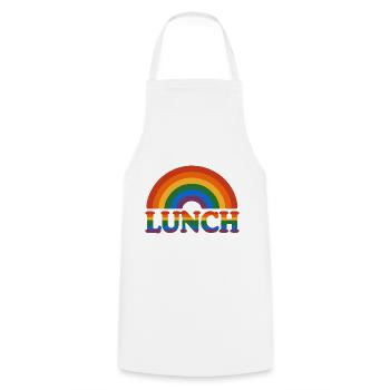 LGBTQ Regenbogen Mittagessen - Bunte Pride - Kochschürze - Weiß - Vorne - AI Model Male 185 dark (185cm)