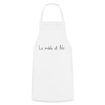 Le mâle et fils cadeau papa humour - Tablier de cuisine - blanc - Devant - AI Model Male 185 dark (185cm)