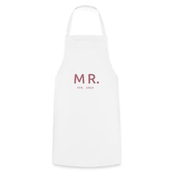 2023 Fiançailles pour la fête de mariage du marié - Tablier de cuisine - blanc - Devant - AI Model Male 185 dark (185cm)