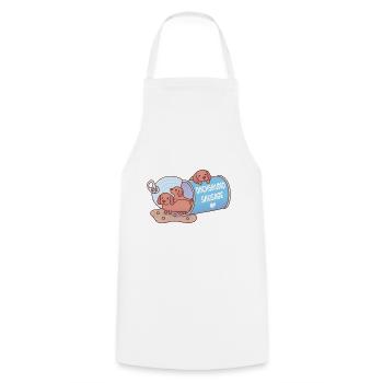 Mignons chiens de saucisse teckel dans une boîte drôle - Tablier de cuisine - blanc - Devant - AI Model Male 185 dark (185cm)