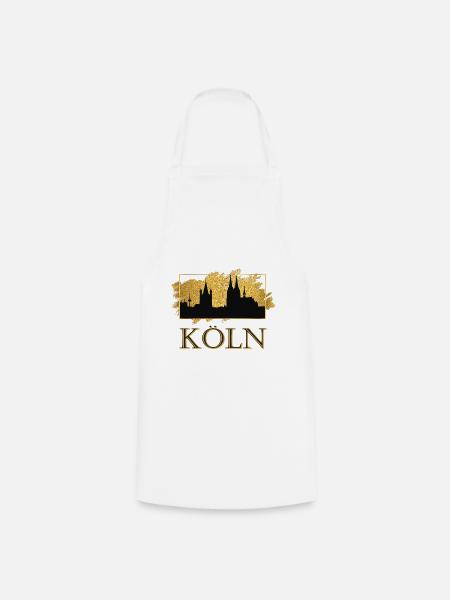 Köln Deutschland Kölner Dom Stadt Skyline Gold - Kochschürze - Weiß