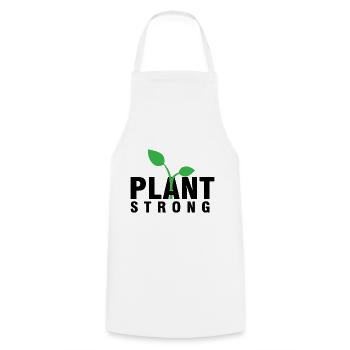 Plant strong Vegan Gemüse Geschenk Fleischlos - Kochschürze - Weiß - Vorne - AI Model Male 185 dark (185cm)