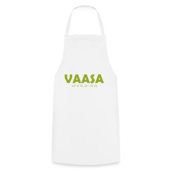 Vaasa Finland - Coordinates - Longitude - Latitude - Kochschürze - Weiß - Vorne - AI Model Male 185 dark (185cm)