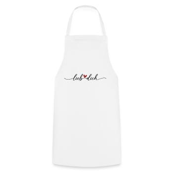 Love You Heart Font - Cooking Apron - white - Front - AI Model Male 185 dark (185cm)