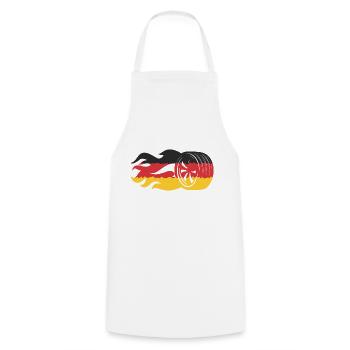 Allemagne Motorsport Burning Tire Flames - Tablier de cuisine - blanc - Devant - AI Model Male 185 dark (185cm)