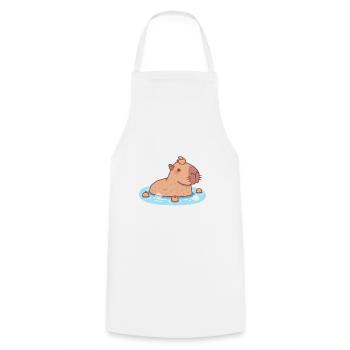 Cute Capybara Chilling In Hot Spring - Cooking Apron - white - Front - AI Model Male 185 dark (185cm)