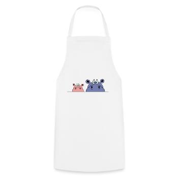 huhu hello moin day meal lookuck gift animal - Cooking Apron - white - Front - AI Model Male 185 dark (185cm)