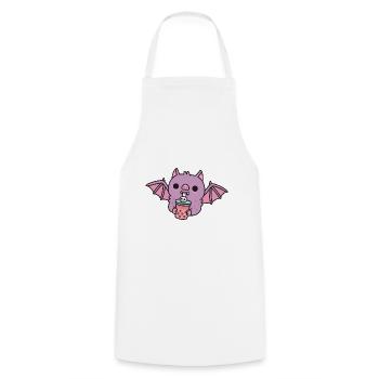 Cute Vampire Bat Drinking Bubble Tea - Cooking Apron - white - Front - AI Model Male 185 dark (185cm)