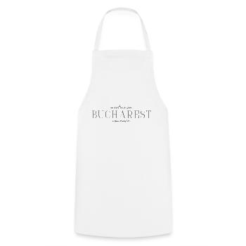 Discover Bucharest with this unique t-shirt - Cooking Apron - white - Front - AI Model Male 185 dark (185cm)