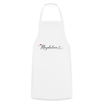 Magdalena Nom Prénom Calligraphie coeur - Tablier de cuisine - blanc - Devant - AI Model Male 185 dark (185cm)