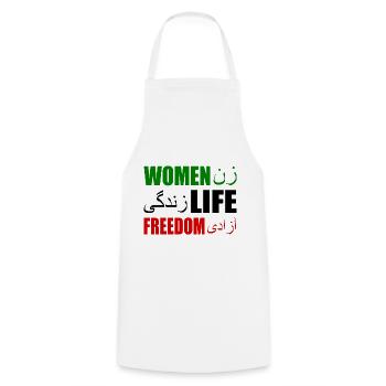 Women life freedom - Tablier de cuisine - blanc - Devant - AI Model Male 185 dark (185cm)