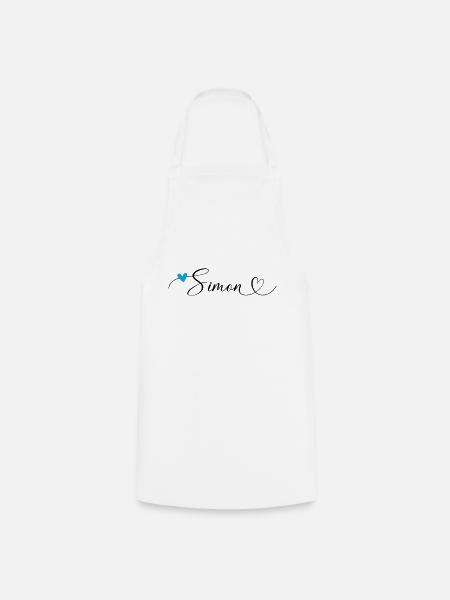 Simon Last name First name Calligraphy heart - Cooking Apron - white