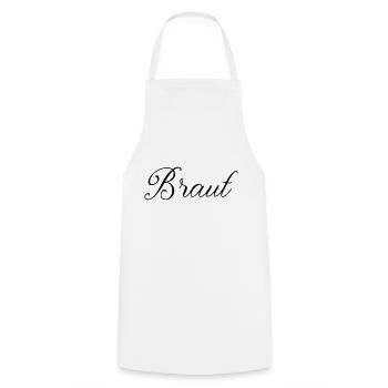 Braut - JGA - Hochzeit - Feier - Kochschürze - Weiß - Vorne - AI Model Male 185 dark (185cm)