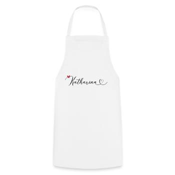 Katharina Last name First name Calligraphy heart - Cooking Apron - white - Front - AI Model Male 185 dark (185cm)