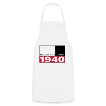 Sensationeller Jahrgang 1940 geboren - Kochschürze - Weiß - Vorne - AI Model Male 185 dark (185cm)