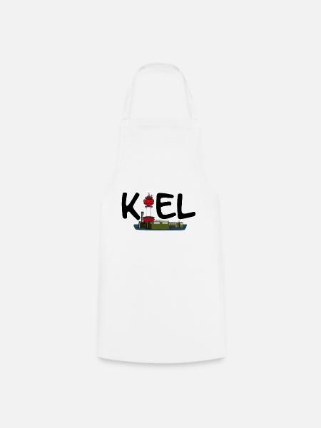 Kiel Logo mit Kieler Leuchtturm (schwarz) - Kochschürze - Weiß