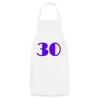 30 YEARS. 30. 30th ANNIVERSARY. 30 YEARS ANNIVERSARY - Cooking Apron - white - Front - AI Model Male 185 dark (185cm)