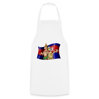Cambodge Reamker Danse Khmer Apsara I Cadeau - Tablier de cuisine - blanc - Devant - AI Model Male 185 dark (185cm)