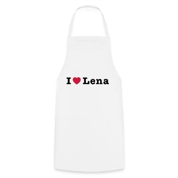 I Love Lena 1 - Cooking Apron - white - Front - AI Model Male 185 dark (185cm)